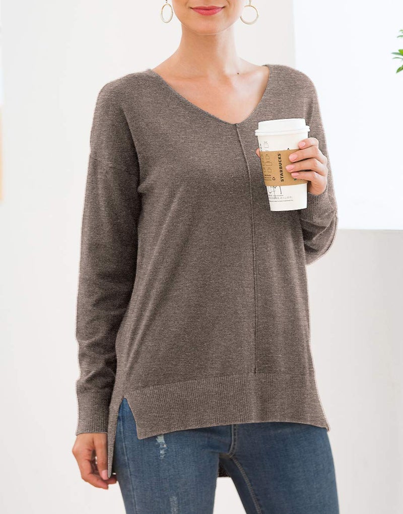 Jouica Women's Winter Sweater Breeze Light Knit Casual Sweater with High Low Hemline,Brown,XX-Large - Image 3